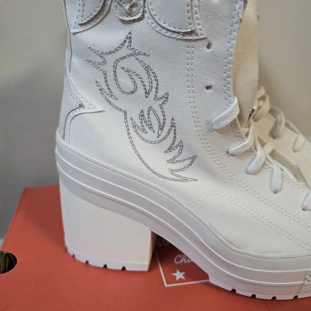 Converse Chuck 70 De Luxe Heel Hi A10335C‎ Vintage White Womens Sz 10 Festival